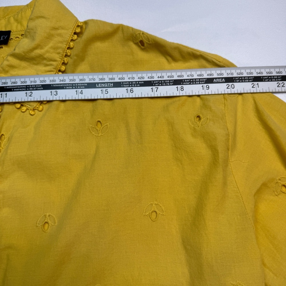 Cynthia Rowley Womens 2-Piece Eyelet Pant Set Size Medium Yellow Cotton Scallop - Picture 6 of 11